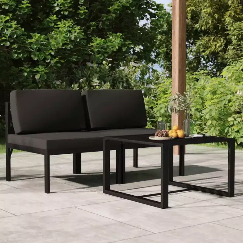 vidaXL Patio Furniture Set Outdoor Sectional Sofa Set Aluminum Anthracite