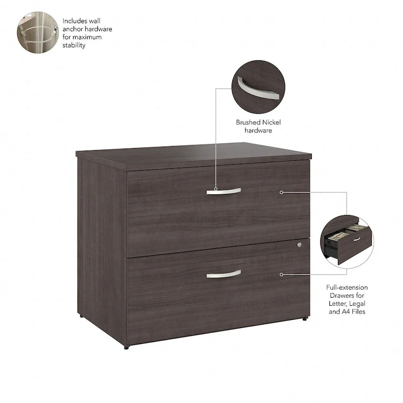 2-Drawer Lateral File Cabinet with Open Shelves