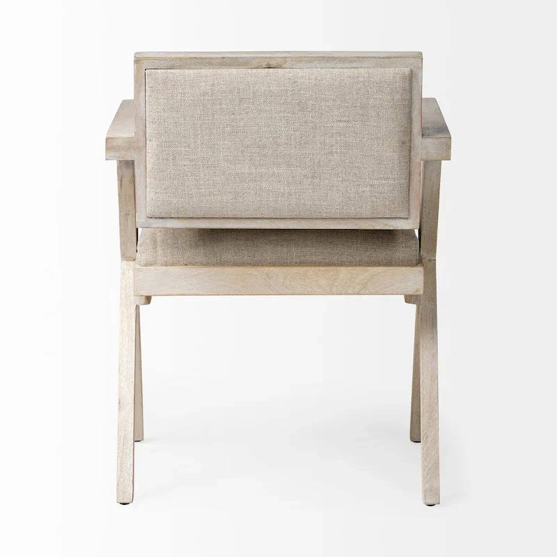 Topanga Beige Fabric Wrap Seat With Blonde Solid Wood Frame Dining Chair - 23W x 22D x 31.5H