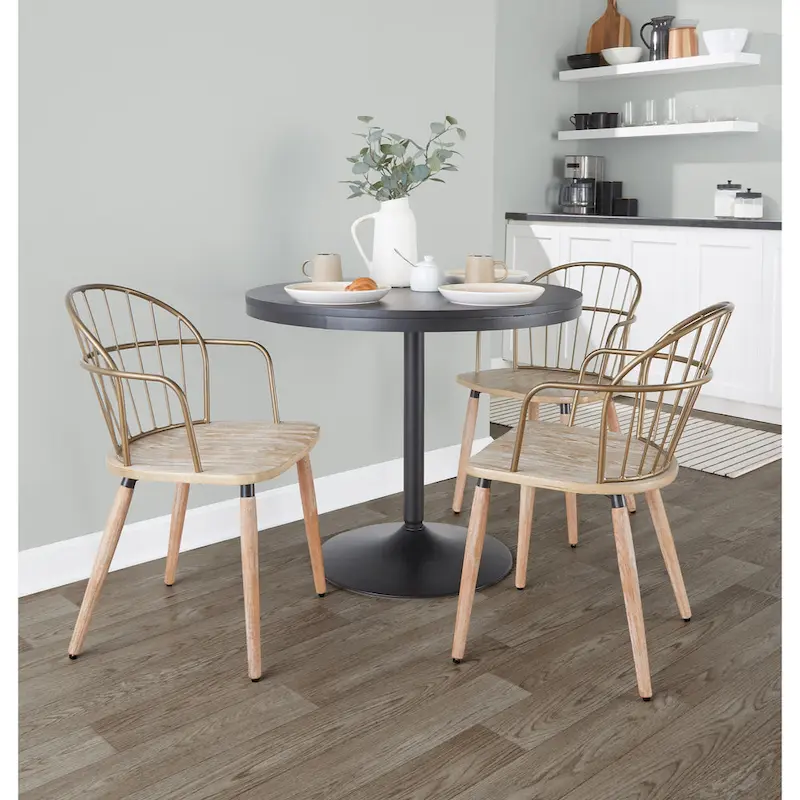 Ellul Industrial Chair in Dark Walnut Wood and Black Metal - N/A