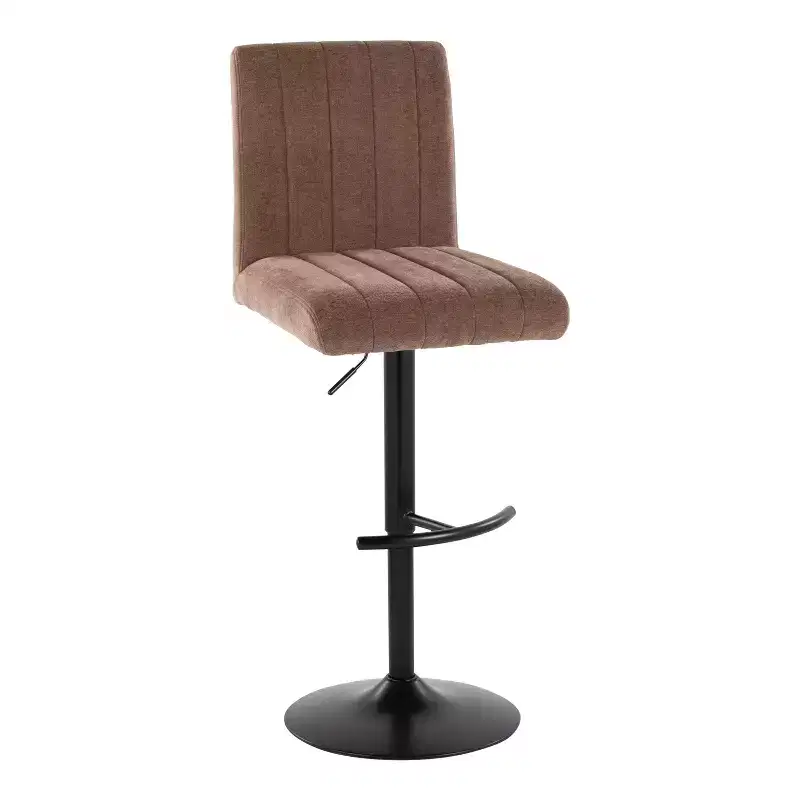 LumiSource Set of 2 Hank Adjustable Barstools Black Metal/Brown Fabric