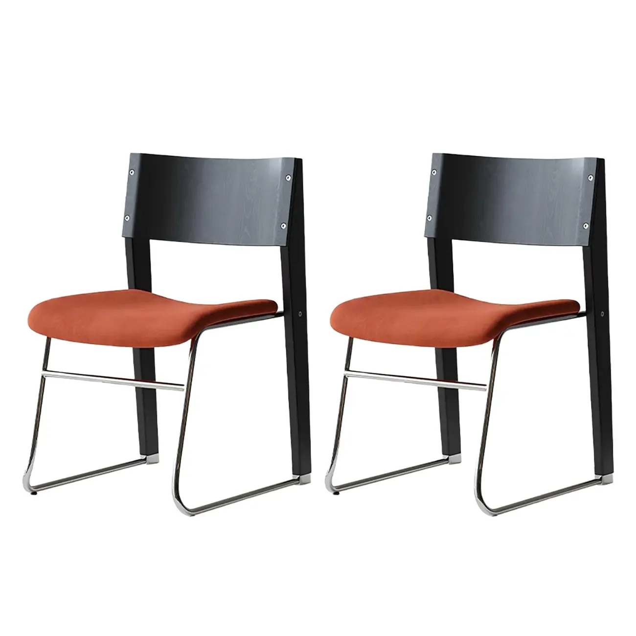 Modern Wood Velvet Open Back Armless Dining Chair Set of 2