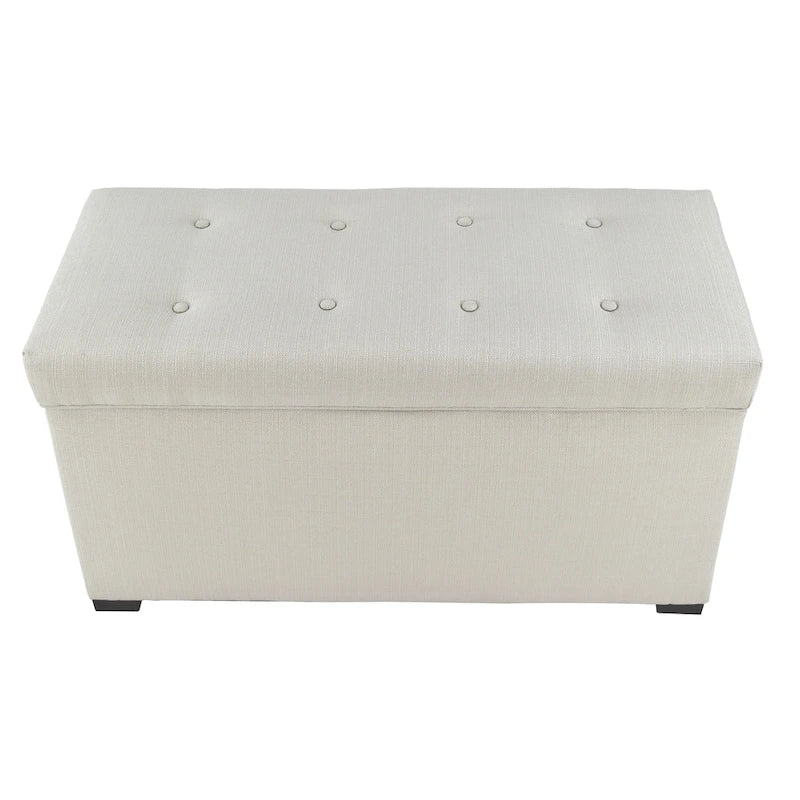 Beige / Green / Grey / Grey-Red Button-Tufted Storage Bench, Seats 1