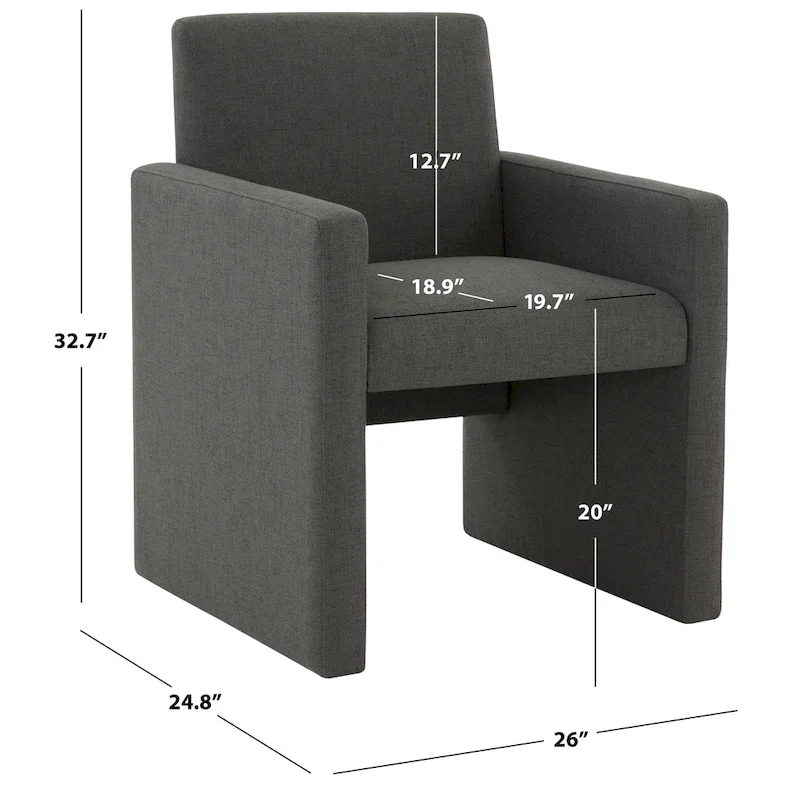 SAFAVIEH Couture Gunna Linen Arm Chair - 26 W x 25 D x 33 H - 26Wx25Dx33H