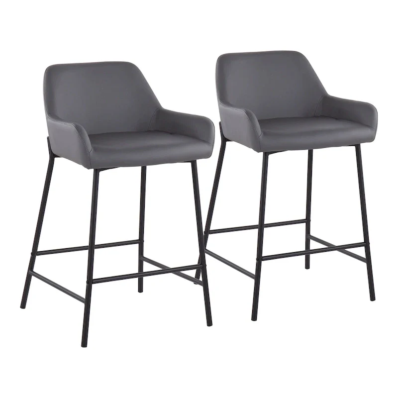Carbon Loft Galotti Black Fixed-Height Upholstered Counter Stool - Set of 2