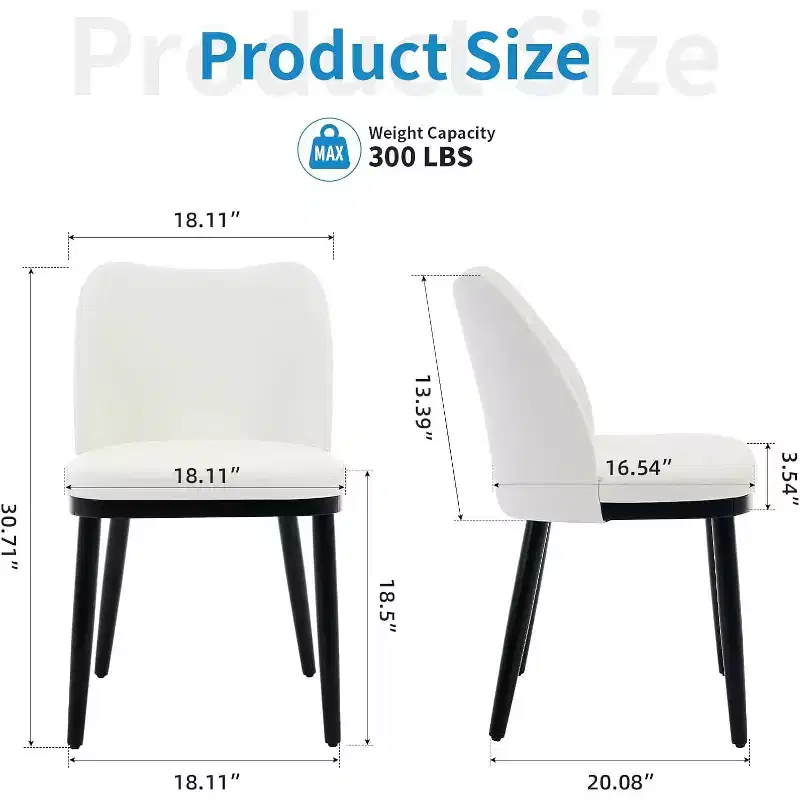 Upholstered Fabric Dining Room Side Chairs, Chair for Dining Room with Padded Seat and Wood Legs