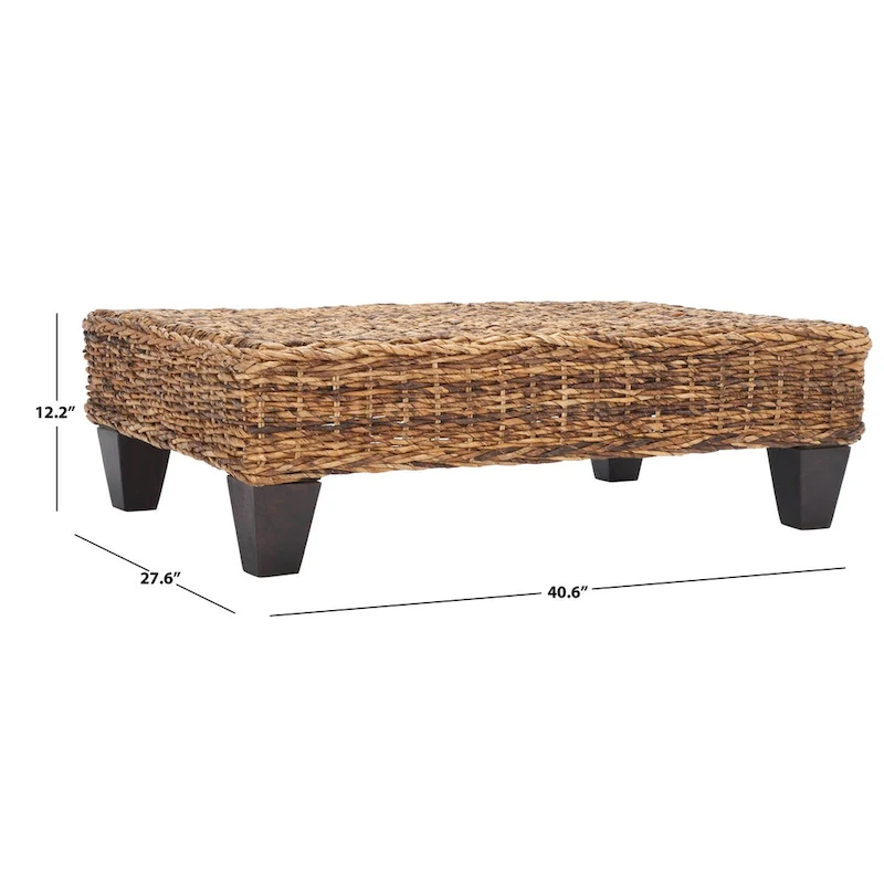 SAFAVIEH Caron Washed Natural Wicker Bench - 41  W x 28  D x 12  H - 41Wx28Dx12H