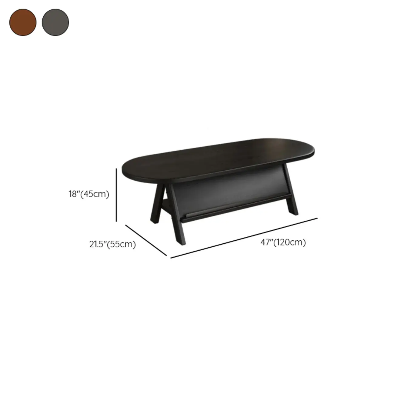 Classic Wooden Oval Coffee Table with Tilt Shelf