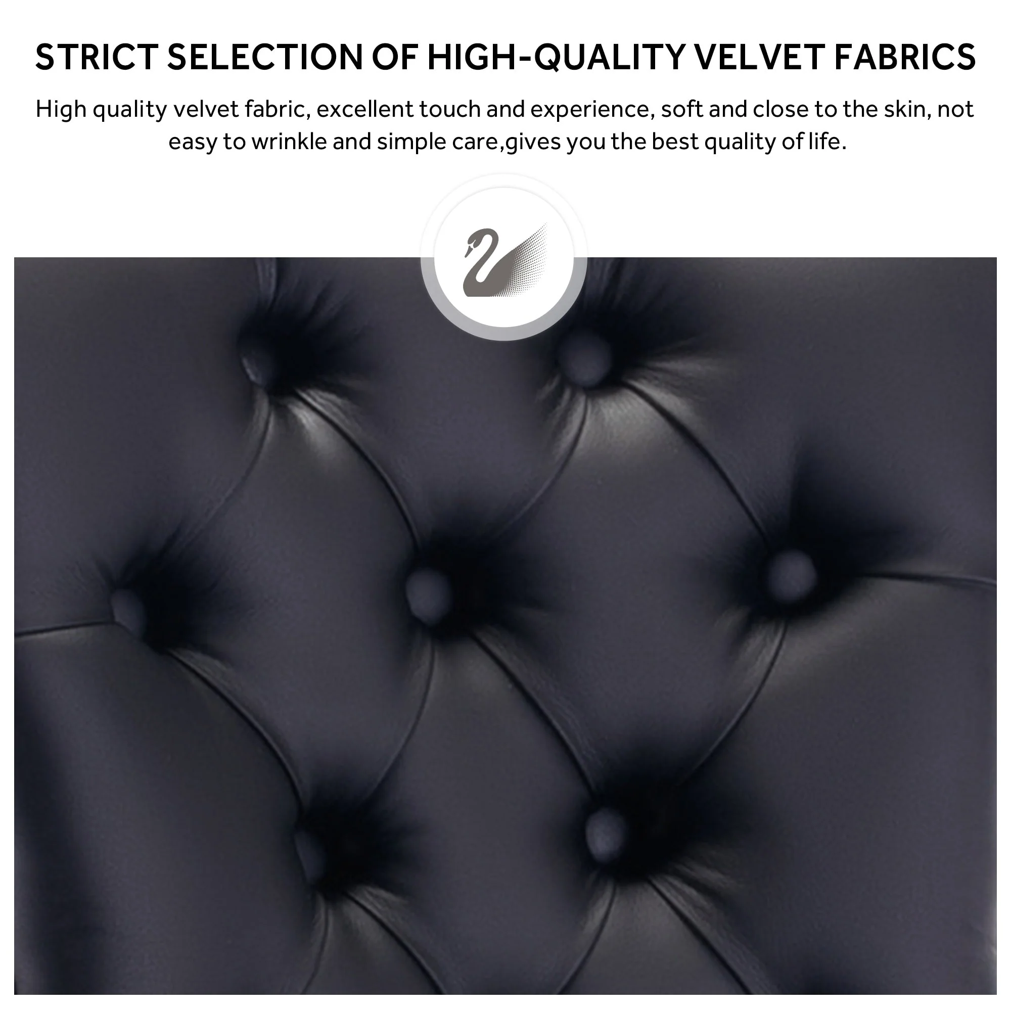 Upholstered Tufted Velvet Dining Chair with Solid Wood Legs Set of 6