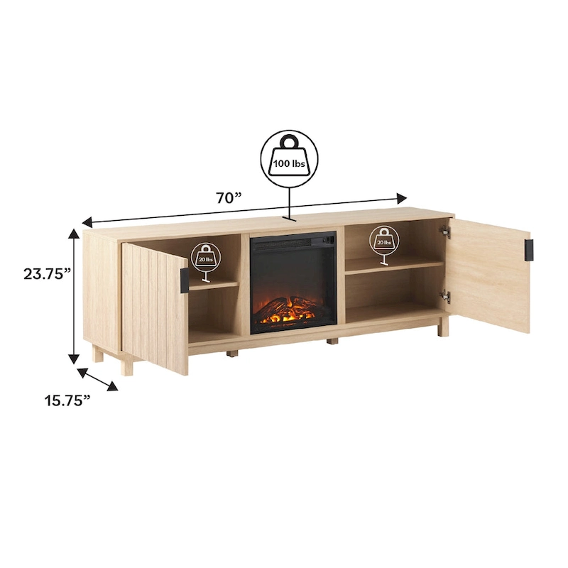 Middlebrook 70-inch TV Stand with Electric Fireplace