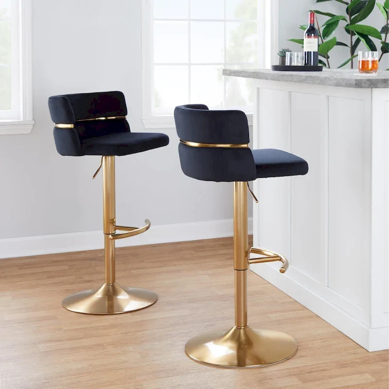 Adjustable Bar Stools with Rounded T Footrest Set of 2