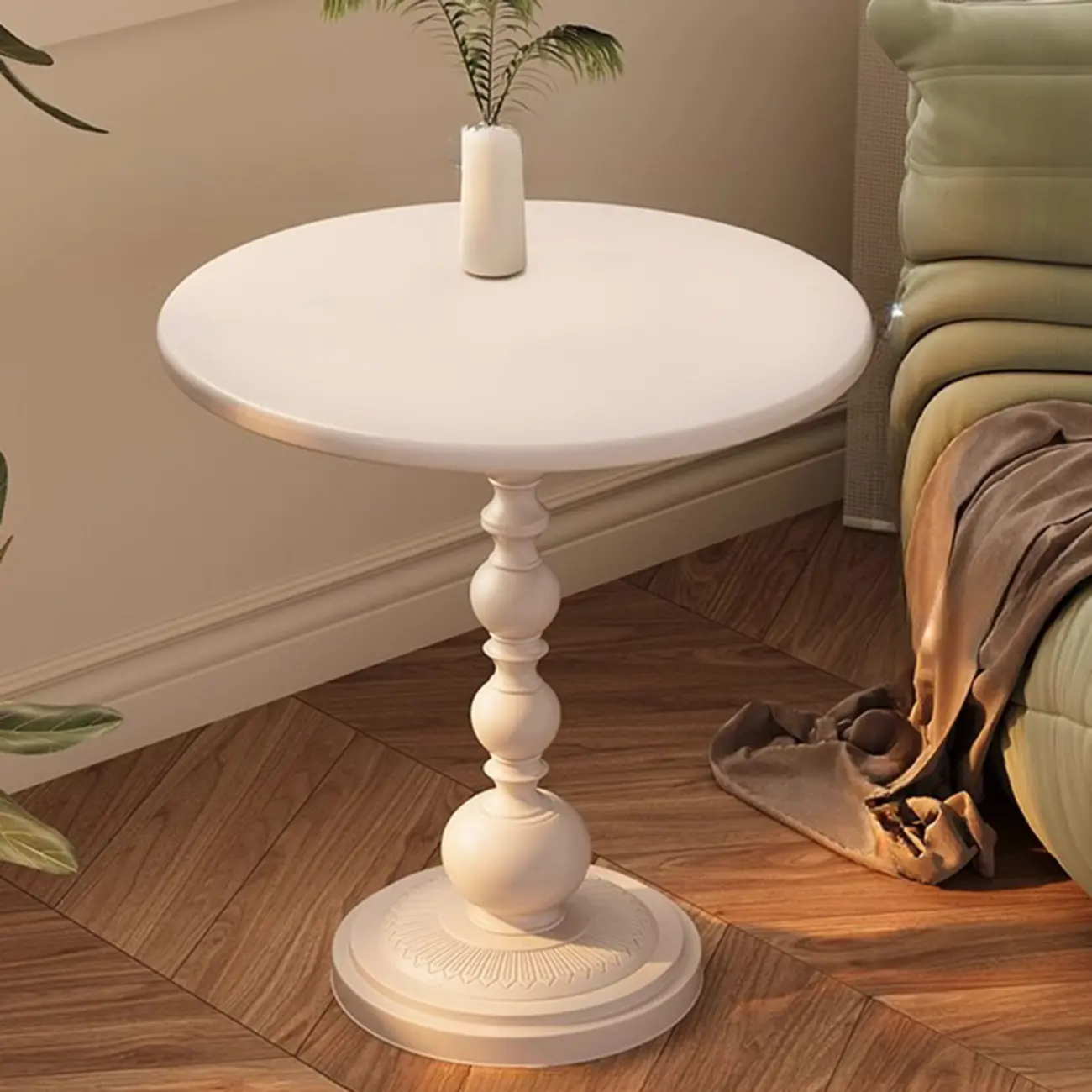 Modern Classic Iron Pedestal End Table Black-White