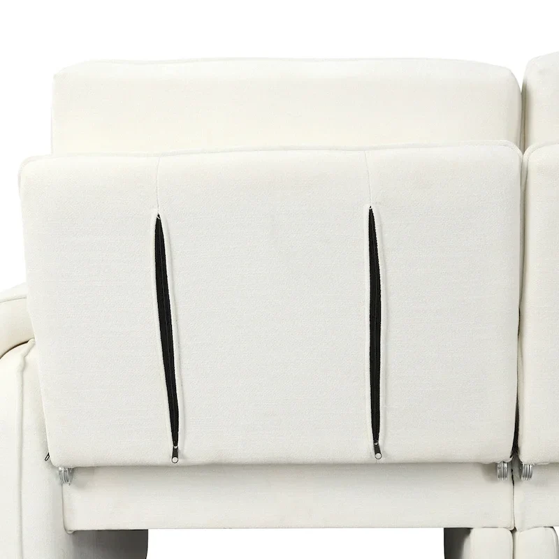 94.1 Chenille L-Shaped Futon Sofa with Adjustable Backrest & Reversible Chaise