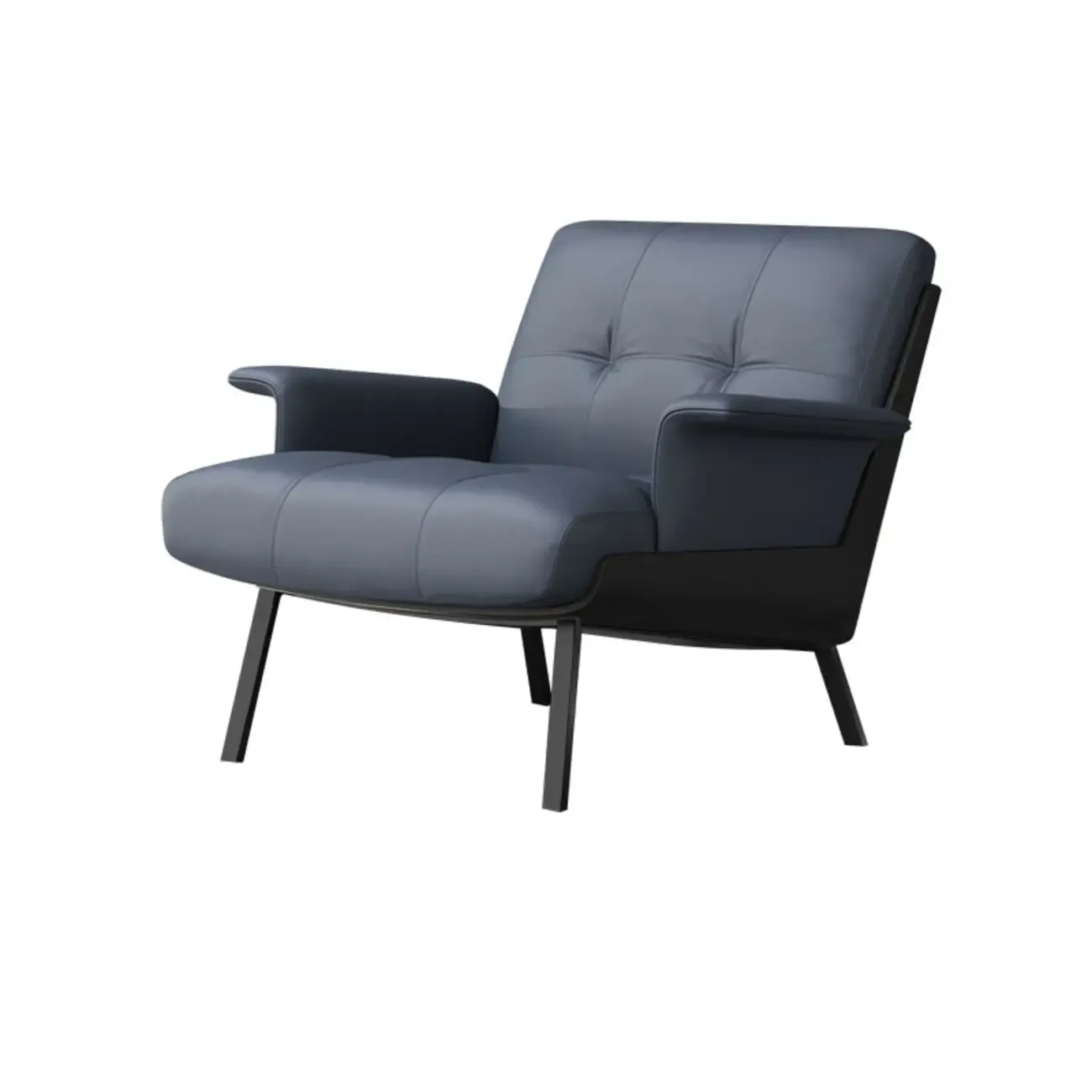 Modern Tufted Microfiber Leather Accent Chair with Arms