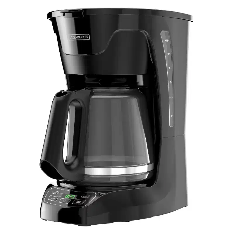 BLACK+DECKER CM1110B Programable 12-Cup Coffer, Easy Pour, Non-Drip Carafe with Removable Filter Basket, Black