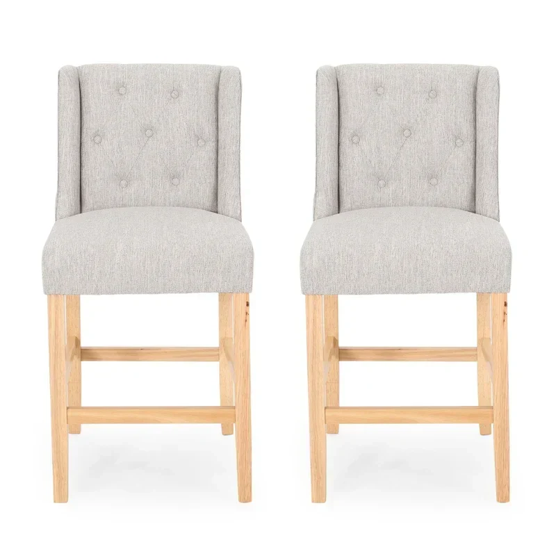 Landria Button-tufted Wingback Counter Stools (Set of 2) by Christopher Knight Home