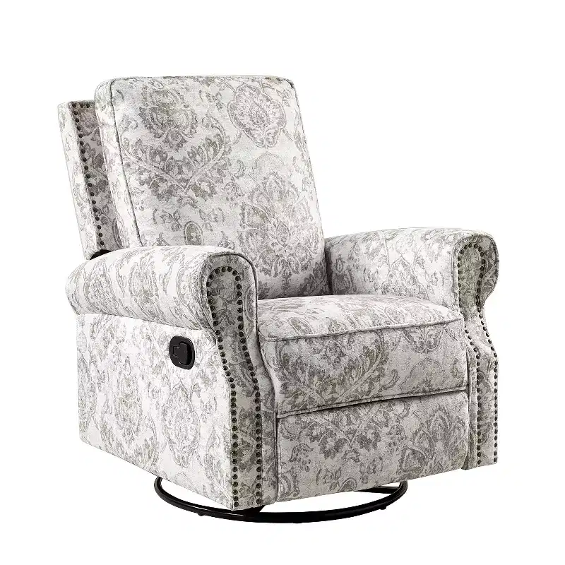 Pablo traditional-normal Manual Swivel Glider Recliner with Nailhead Trims for Living Room | KARAT HOME