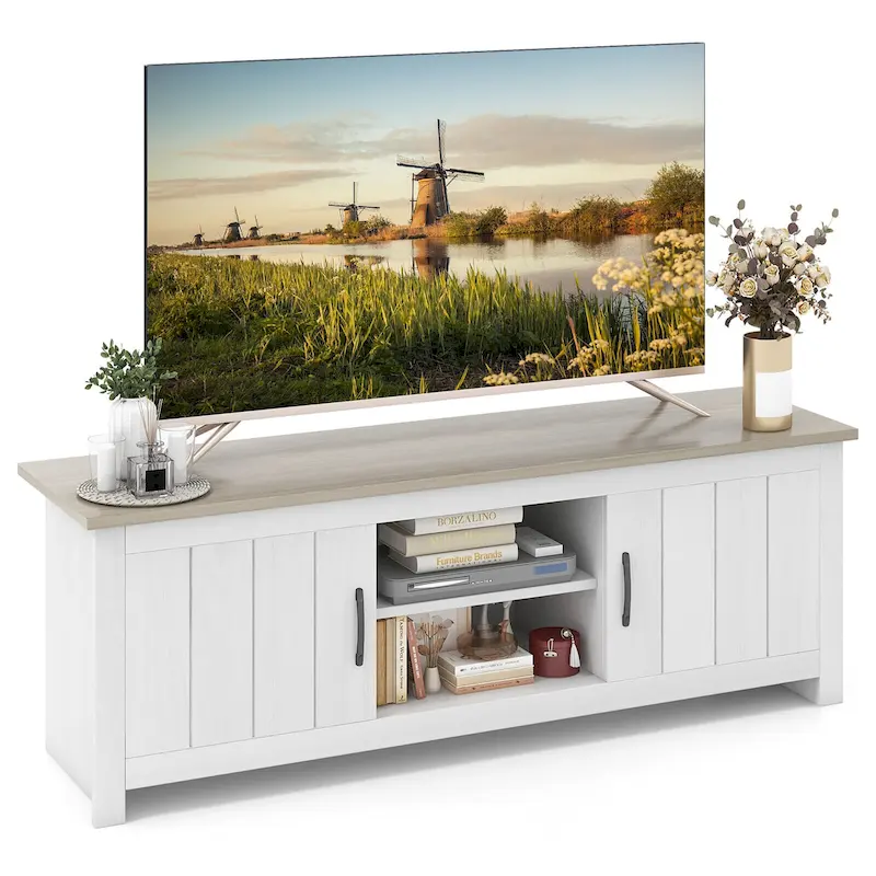 Gymax Farmhouse TV Stand for TVs up to 65 Media Console Center w/