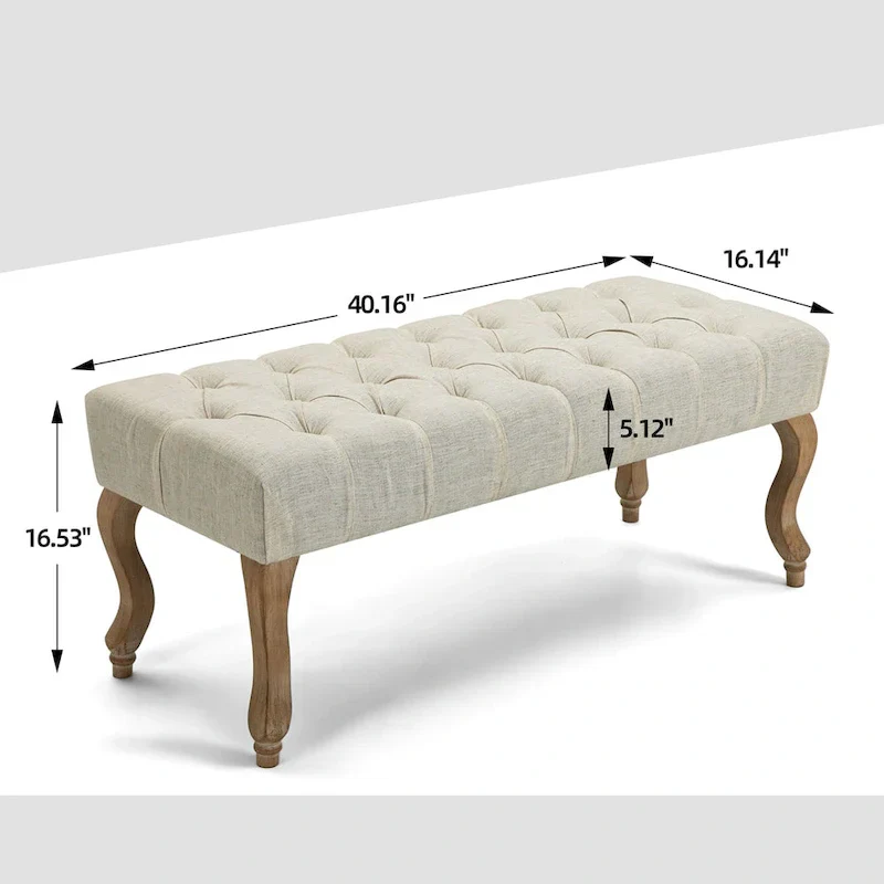 Upholstered Tufted Ottoman Bench