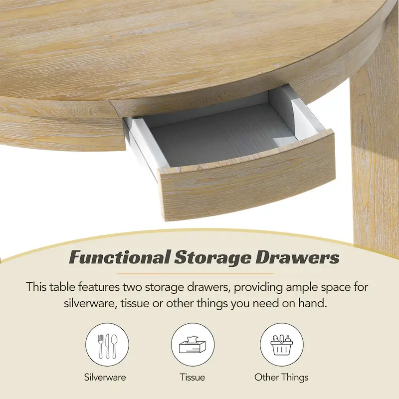 Merax Farmhouse 5-Piece Extendable Round Dining Table Set