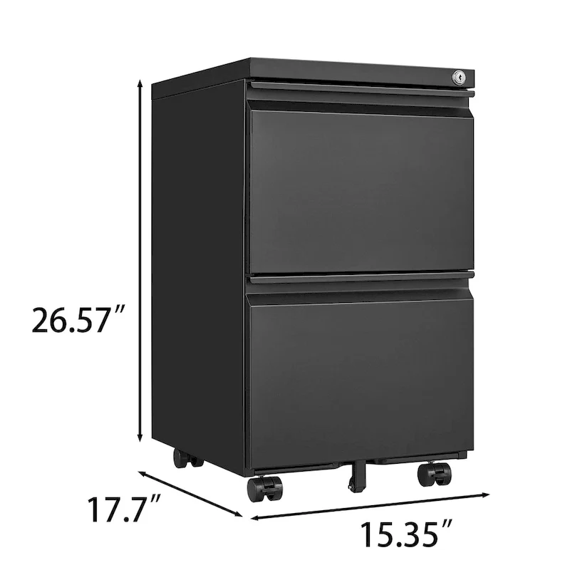 2 Drawer File Cabinet with Lock, Metal Mobile Filing Cabinet