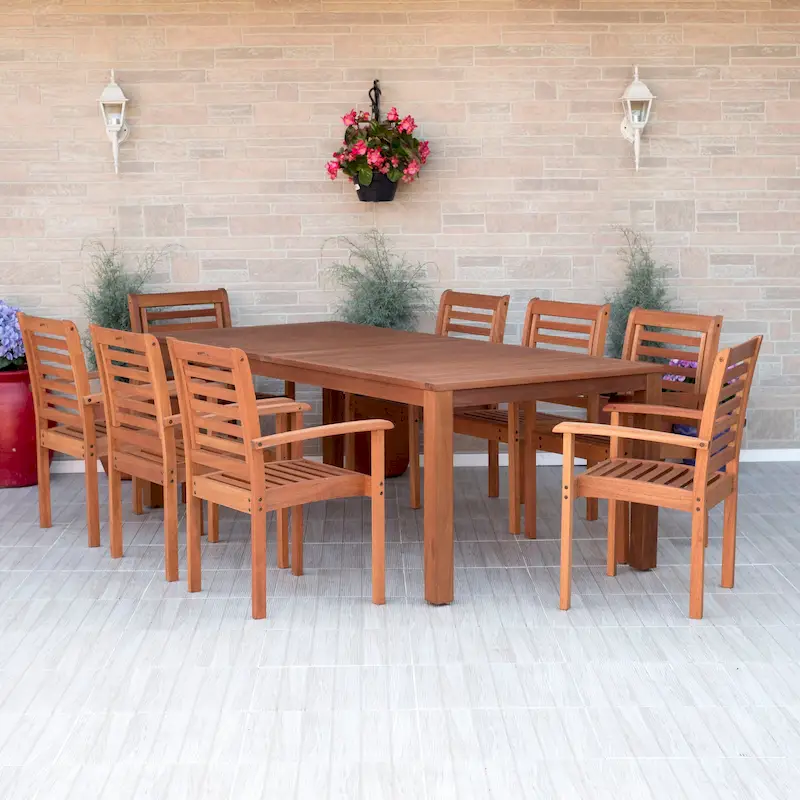 Amazonia George 9pc FSC Wood Outdoor Wood Patio Dining Set