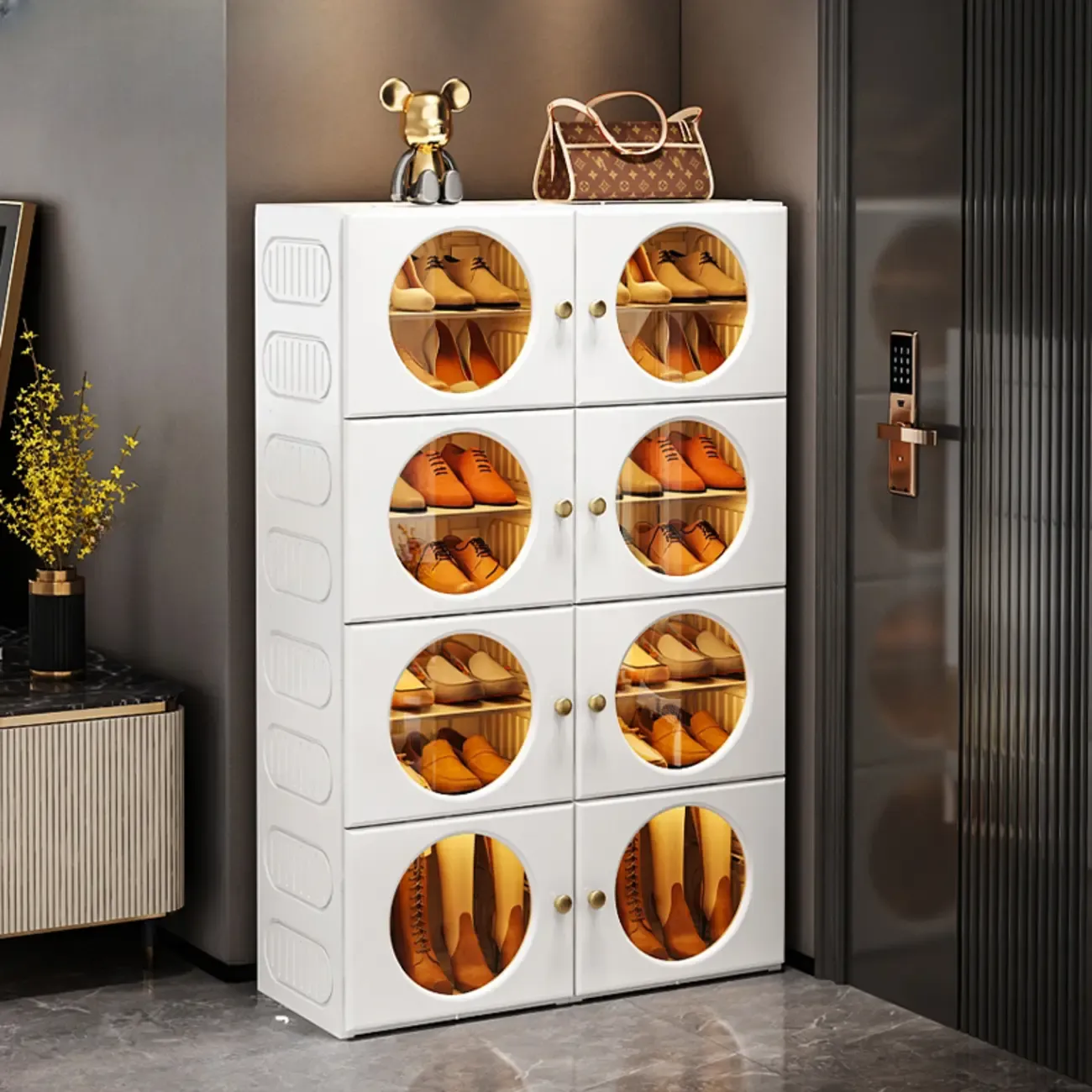 Space-efficient Modern Foldable White Plastic Shoe Cabinet