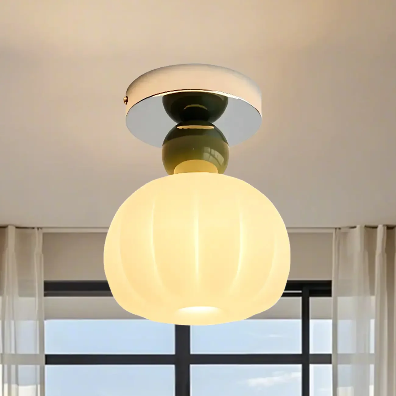 Pumpkin Acrylic Semi Flush Ceiling Light for Entryway