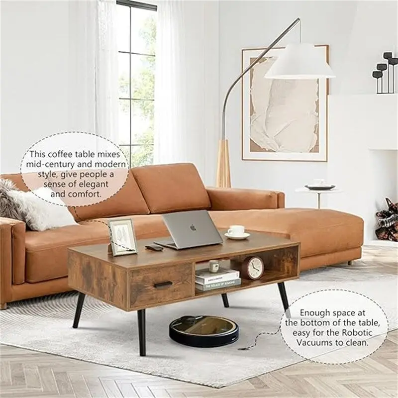 A coffee table with drawers