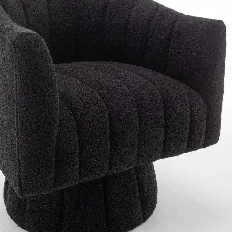 SEYNAR Modern Glam Velvet Upholstered Round Swivel Accent Barrel Chair