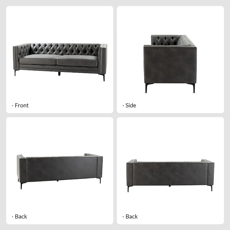 Calymne 84 Classic Square Arms Sofa with Button-Tufted Back by HULALA HOME