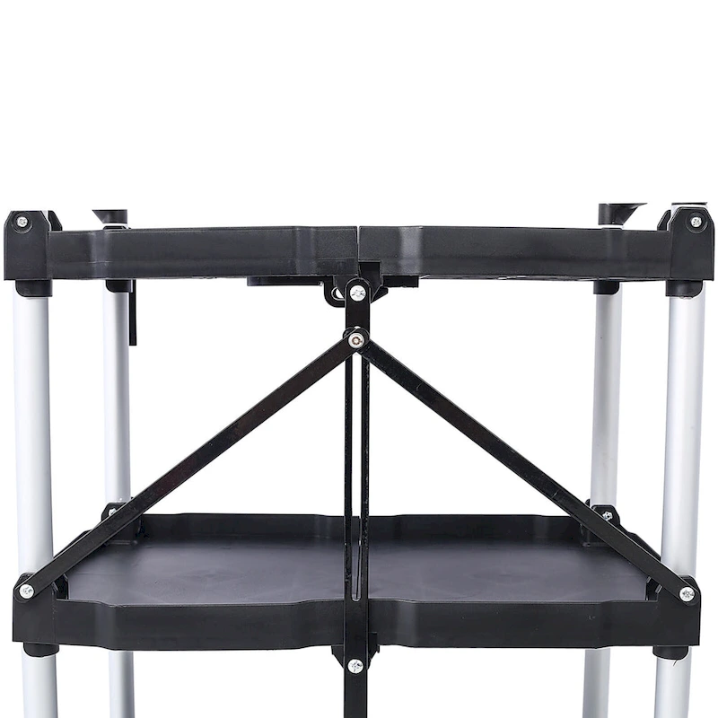 3-Tier Folding Collapsible Service Cart, 50 Lb Load Capacity per Shelf - 25.6Lx15.4Wx32.7H
