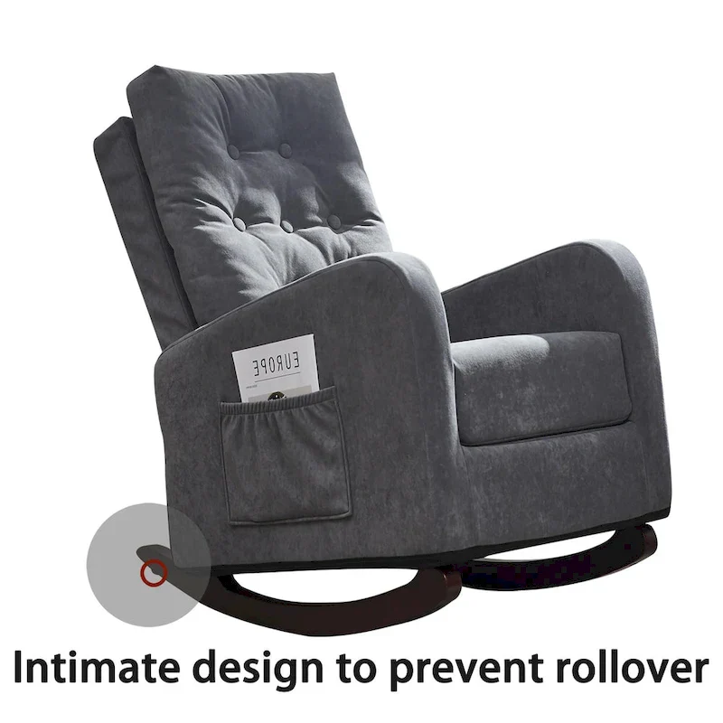 Upholstered Rocking Chair with High Backrest