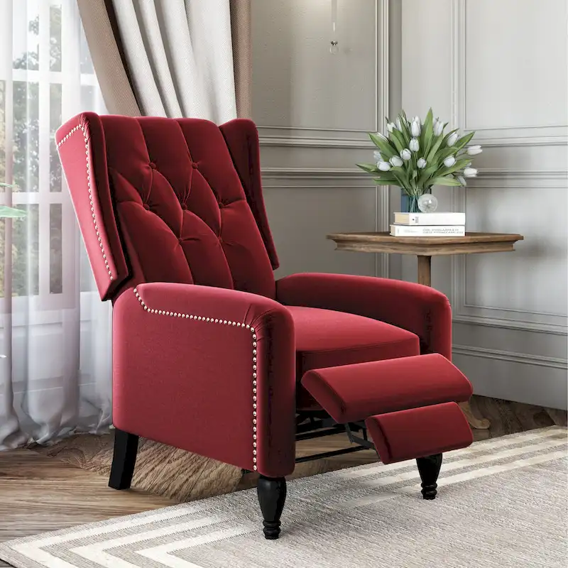 Bea Velvet Wingback Push Back Recliner Chair