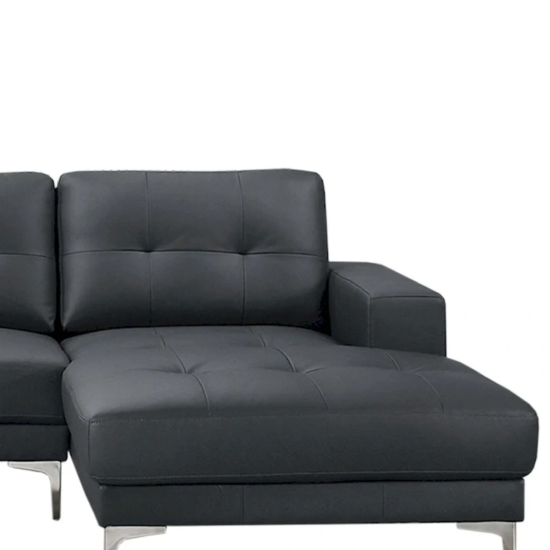 2 Piece Faux Leather Sectional Set with Square Armrest