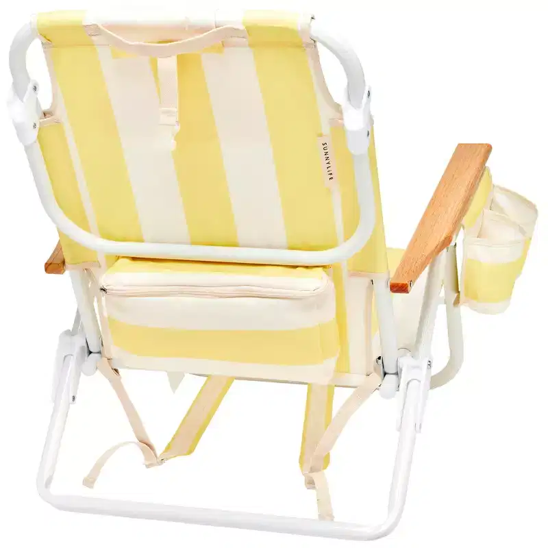 Sunnylife: Deluxe Beach Chair - La Mer Limon Stripe - Yellow Fabric Lounger Seat