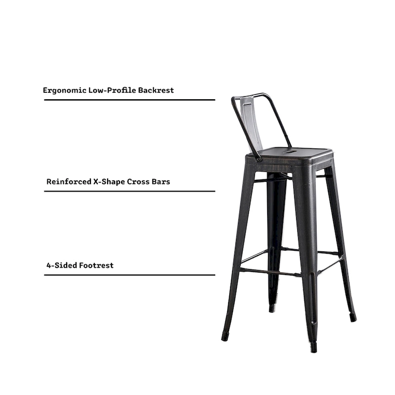 AC Pacific 30 Inch Metal Barstool Set of 2