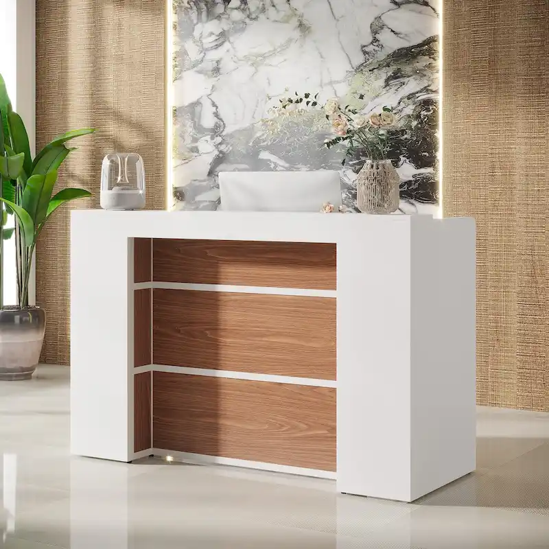 63 Inch Reception Desk with LED Lights for Store Office