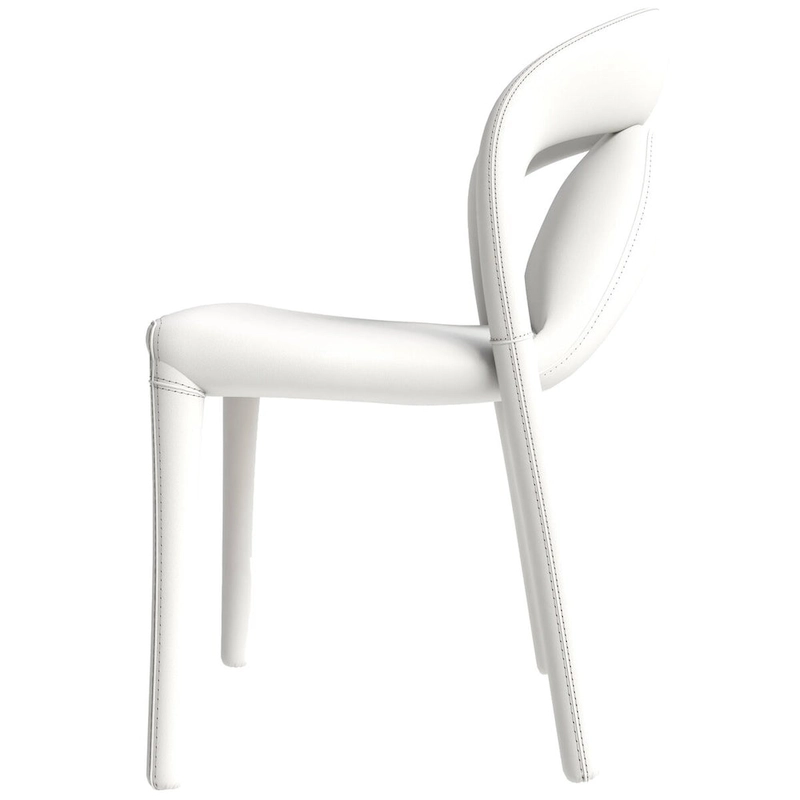 Solace Modern Dining Chair in Upholstered Leather with Steel Frame & Legs by LeisureMod