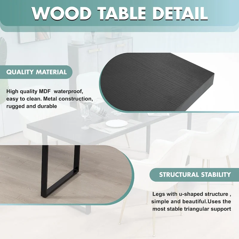 AVAWING Wood Dining Table