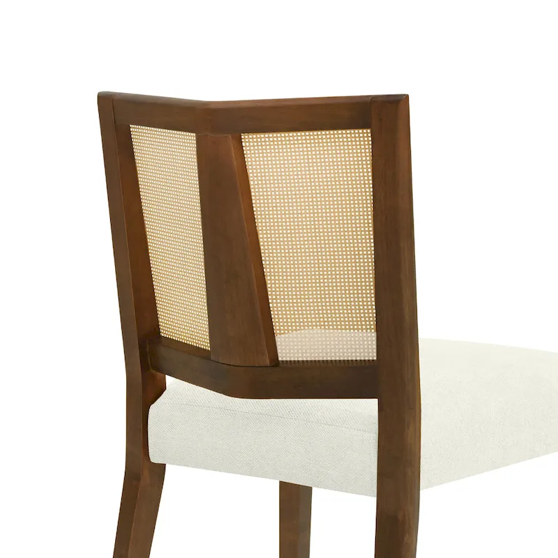 '- Oliver Mid-Century Rattan Back Upholstered Dining Chair Set of 2