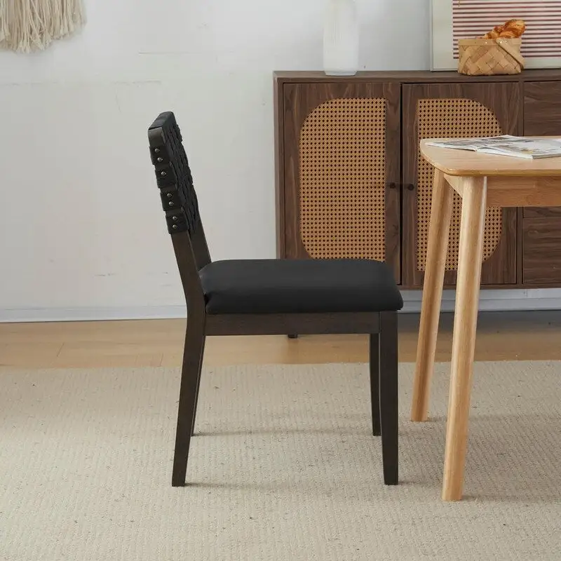 Mid Century Modern Wooden Dining Chairs Set of 2