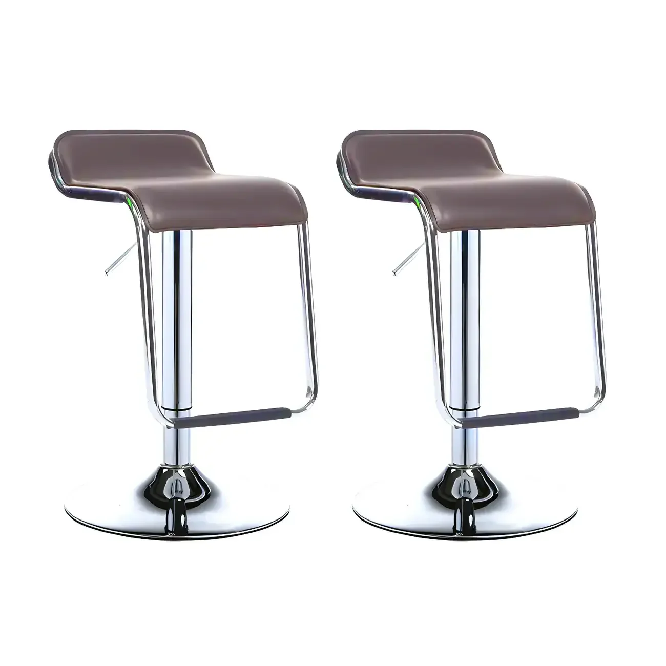 Modern Pedestal Swivel Bar Stool Adjustable Height Low Back Faux Leather