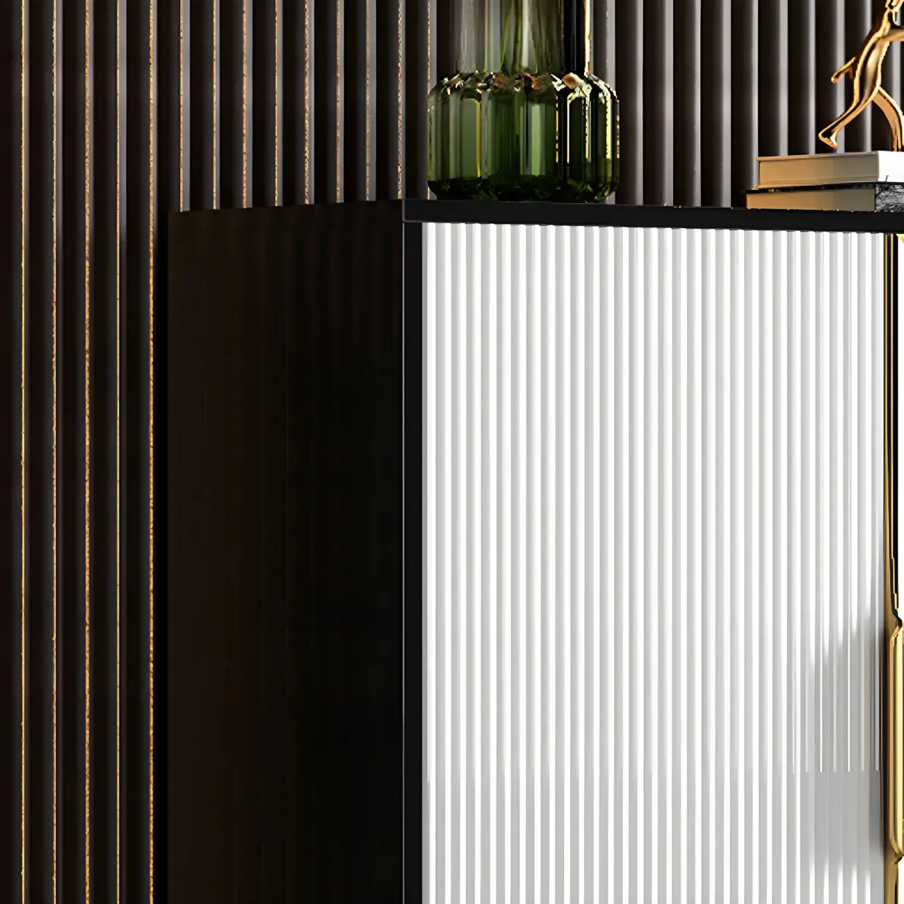 Glam High Gloss Wooden Buffet Sideboard with Cabinets