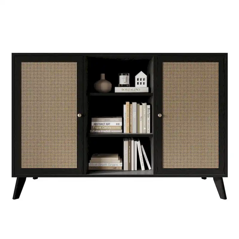 Mid-Century Modern Black SideBoard Cabinet