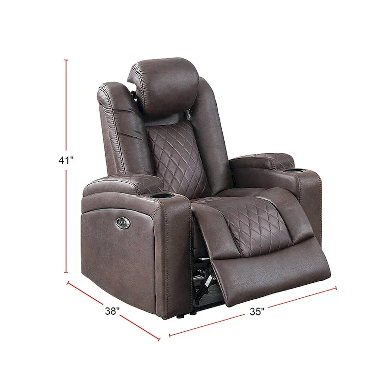 Power Recliner with Cup Holders and USB Charger - Single Seat