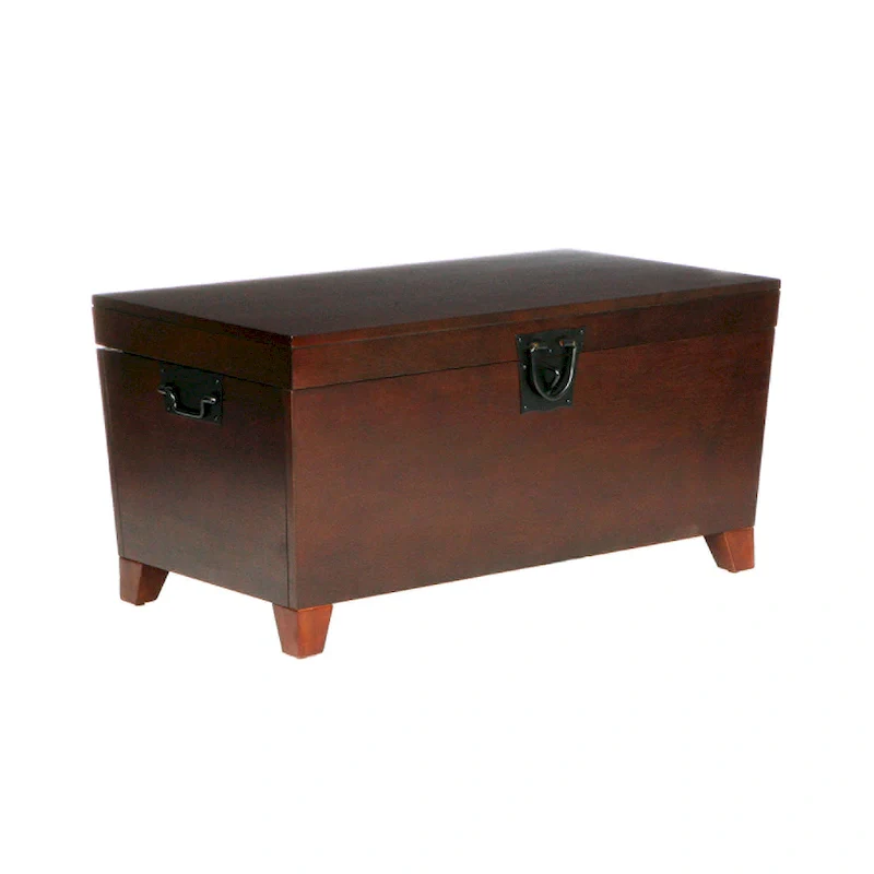 Transitional Wooden Espresso Trunk Coffee Table