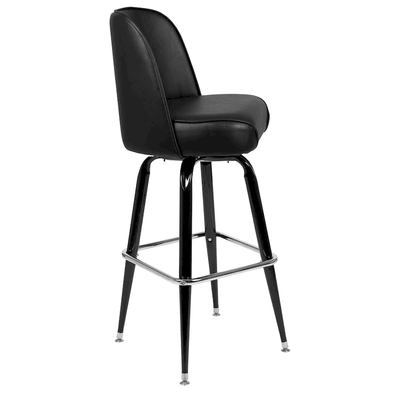 2 Pack Metal Barstool with Swivel Vinyl Upholstered Bucket Seat and Footrest - 18.5D x 18.5W x 42.5H