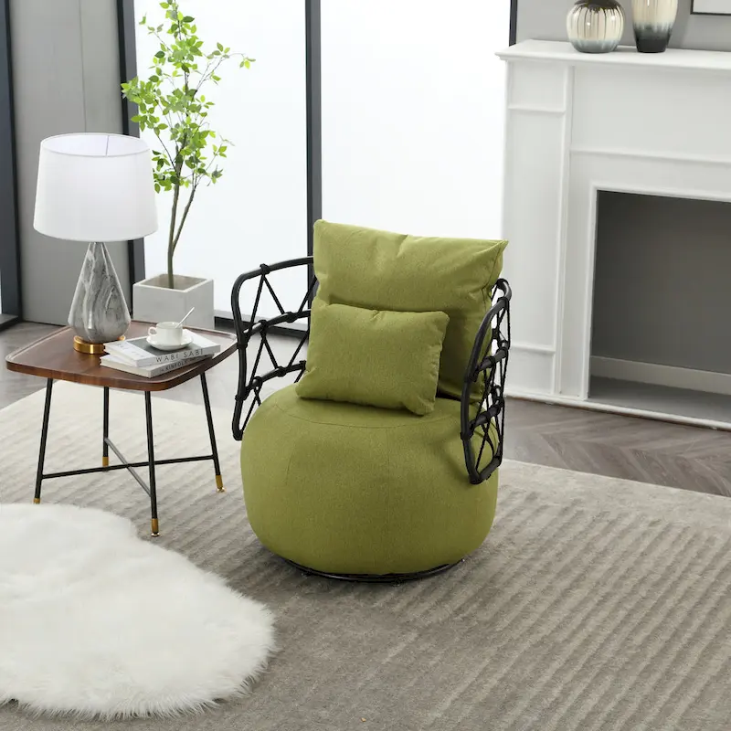 Upholstered Accent Chair with Metal Base