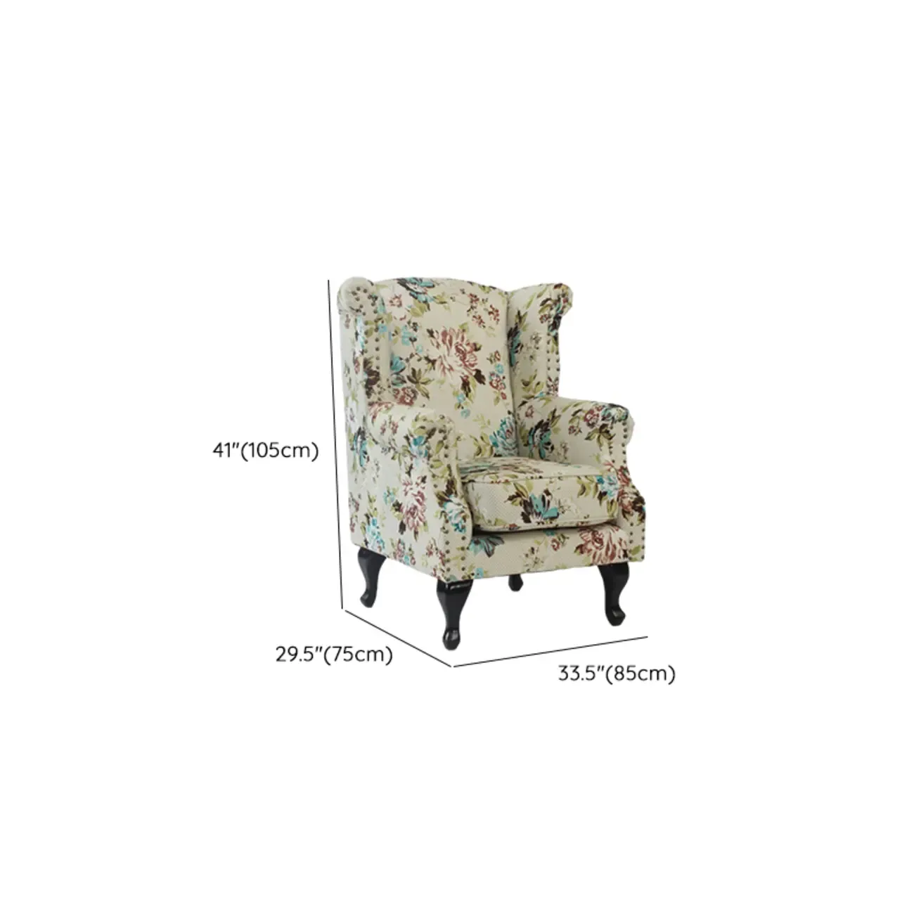 Traditional Leather Wingback Accent Chair with Nailhead Trim